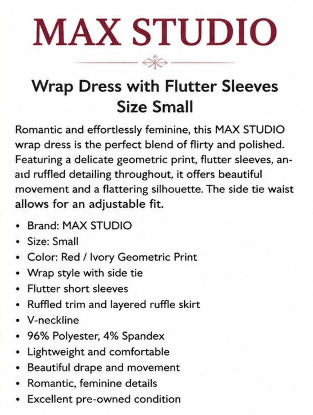 Max Studio Dusty Rose Wrap Mini Dress with Ruffle Trim - Picture 4 of 4
